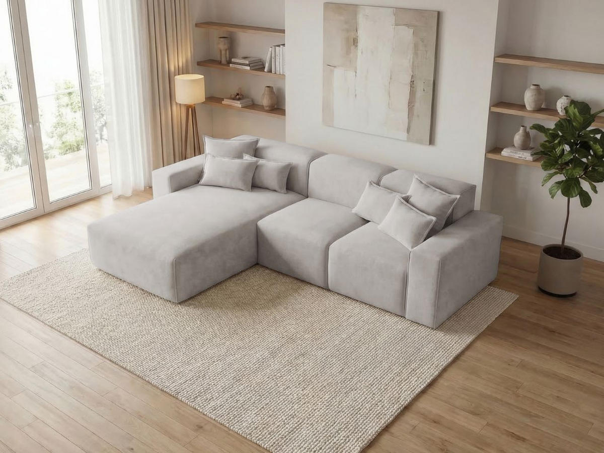 ECKSOFA Leni Grau Links - Grau, Holz/Textil (265/180cm) - Graingold