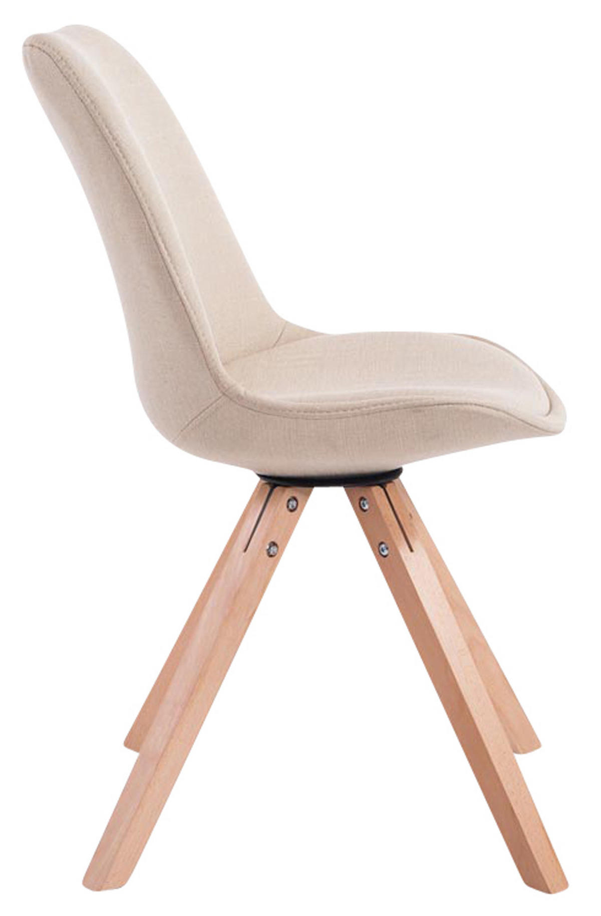 BESUCHERSTUHL Toulon, 4er Set Stoff, Gestell Holz Square Natura Creme - Naturfarben, Holz/Buchenholz (48/83/56cm) - TPFLiving
