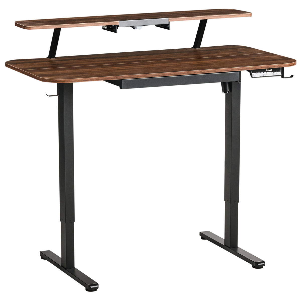 SCHREIBTISCH elektrisch höhenverstellbar 120/60 cm mit USB-Anschluss Braun/Schwarz Wilbanks - Schwarz/Braun, Holzwerkstoff/Metall (60/120/90cm) - Beliani