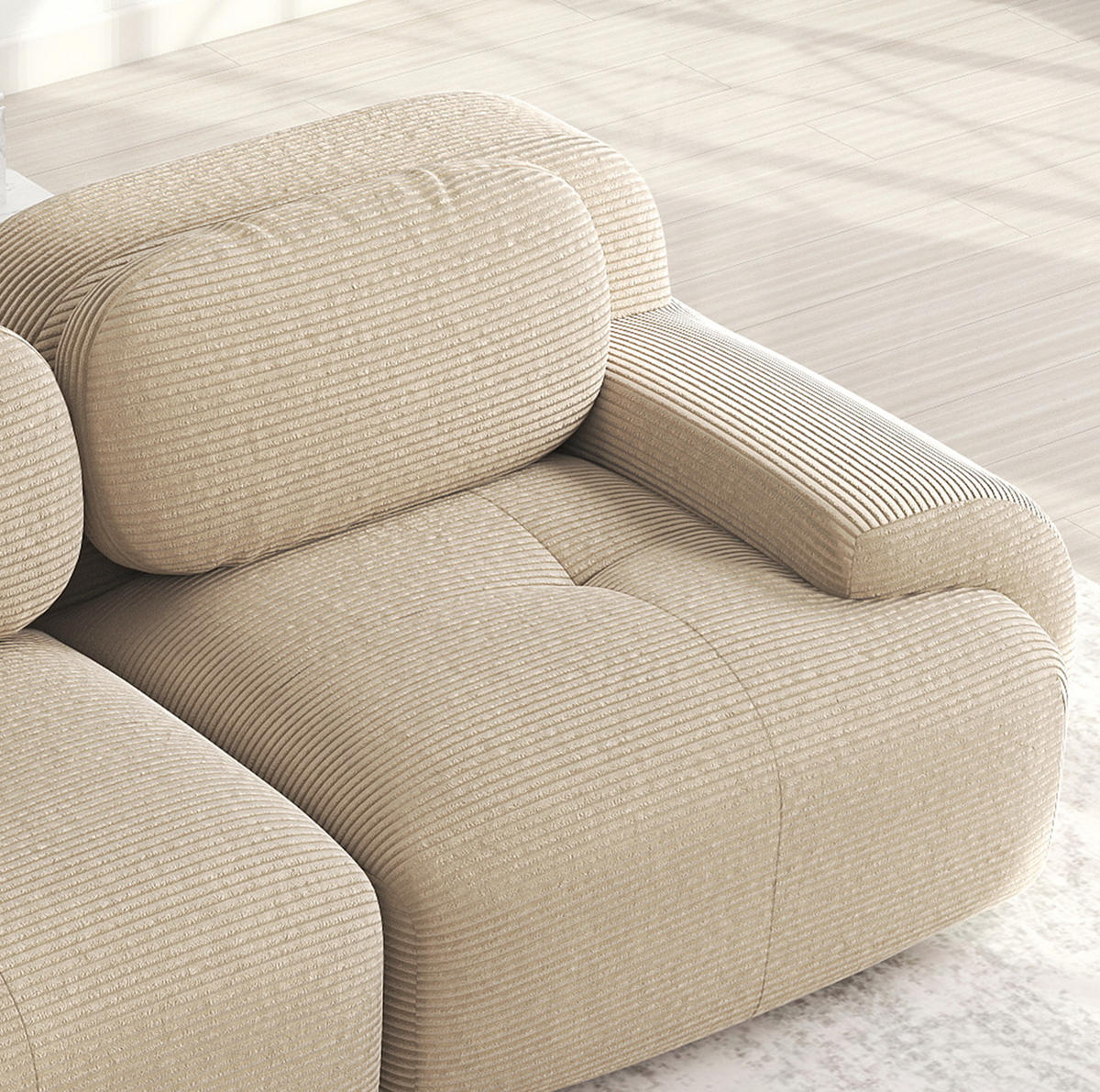 SOFA modular Ecksofa rahmenlos Cord Beige - Beige, Kunststoff (178/298.1cm) - Meubliv