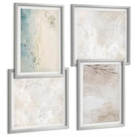 BILDER SET 4er Set - 50x50 cm & 40x60 cm Silberner Rahmen - Aquarellmalerei-Textur - Silberfarben, Kunststoff (50/50cm) - TULUP