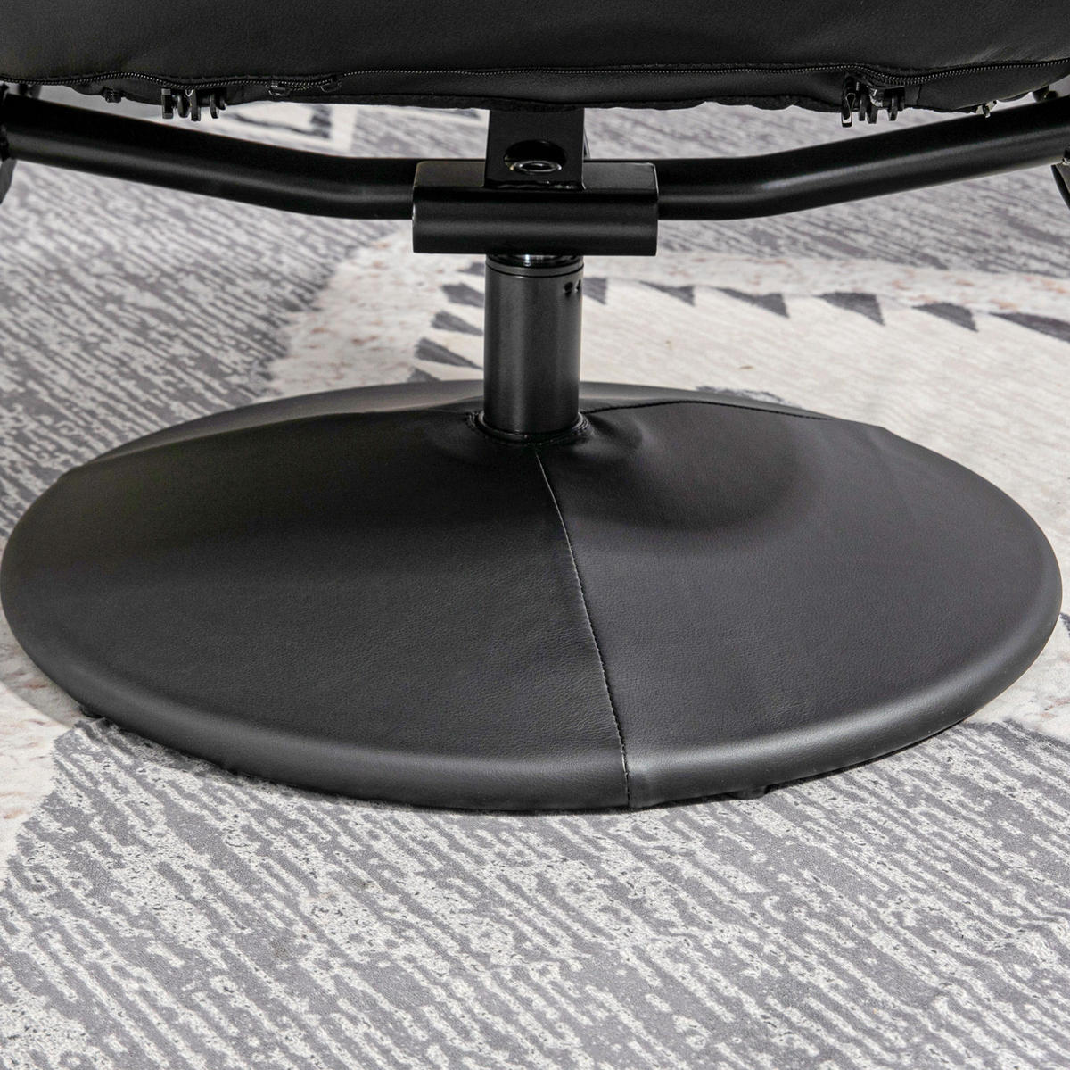 RELAXSESSEL mit Ottomane Kunstleder Liegefunktion bis 145° 76/81/101 cm Schwarz - Schwarz, Metall (81/101/76cm) - Redom