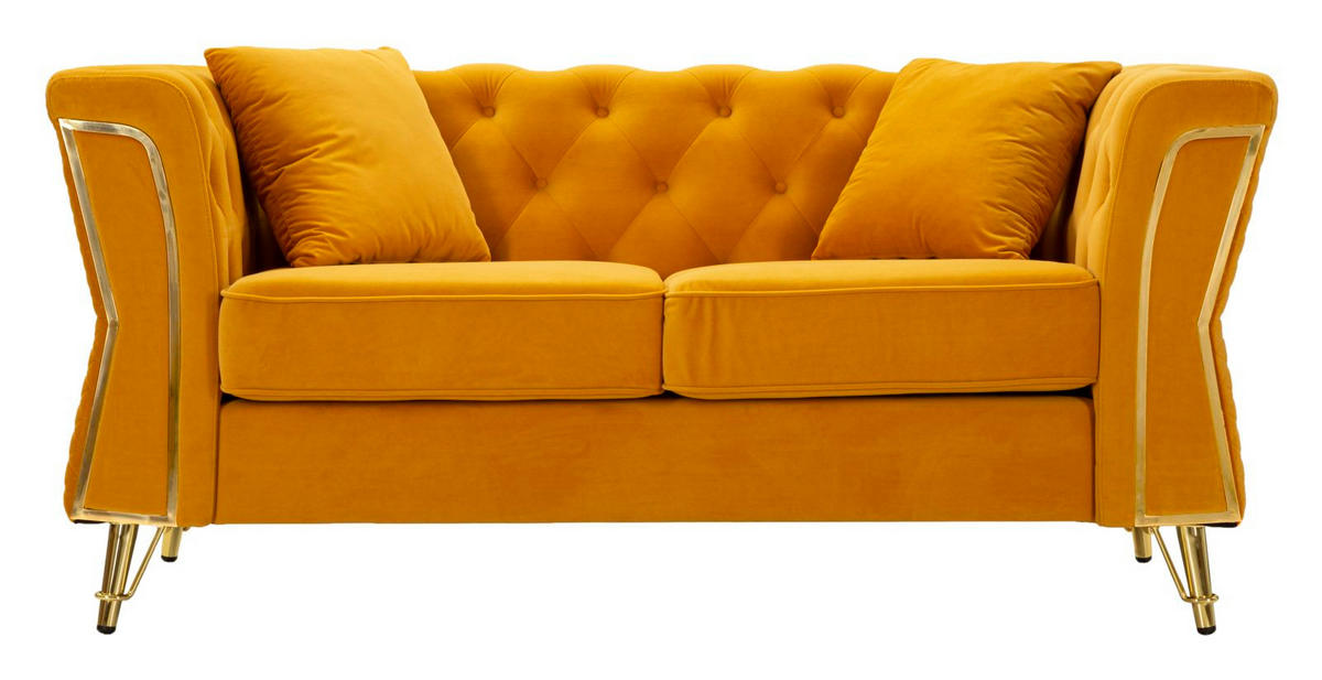 2-SITZER Sofa gesteppt Emy - Gelb - Gelb, Holz/Holzwerkstoff (162/76/83cm) - Pasmara