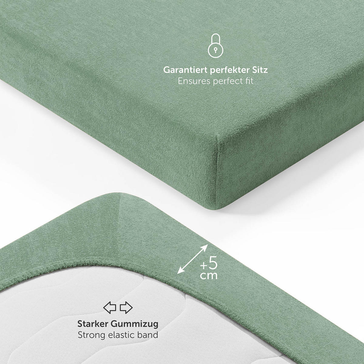 FROTTEE Spannbettlaken Oeko-TEX zertifiziert, 100x200x30cm, Grün - Grün, Textil (100/200cm) - Blumtal