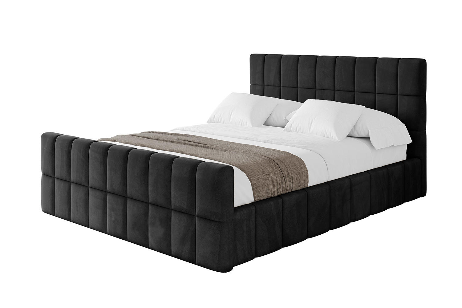 POLSTERBETT mit Bettkasten, Fußteil und Lattenrost, Boxbett ohne Matratze - AMEA-Z 160x200 Schwarz - Schwarz, Holzwerkstoff/Textil (160/200cm) - ALTDECOR