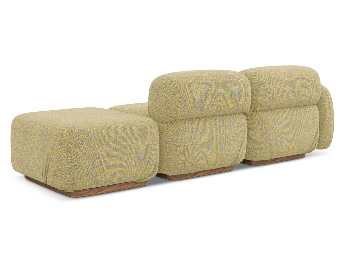 3-SITZER SOFA Rechts Strukturstoff Stoff Gelb - Currygelb/Gelb, Holz/Textil (258/73/95cm) - Makamii