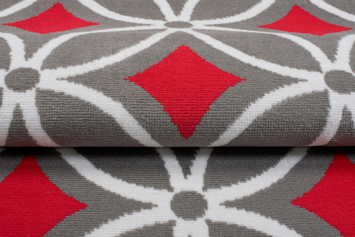 TEPPICH MAYA Rot Geometrisch Mosaik Karo 130/190 cm - Rot, Textil (130/190cm) - Tapiso