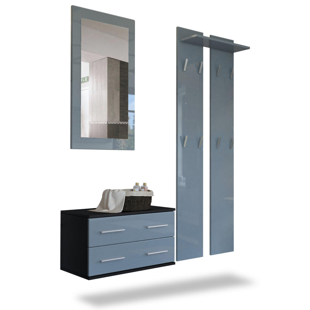 GARDEROBE Kioto Front in Grau Hochglanz - Grau, Holzwerkstoff (170/200/35cm) - Vladon