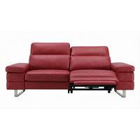 3-SITZER Sofa Virage Echtleder mit 1 x Relaxfunktion Rot - Rot, Leder/Metall (212/75/109cm)