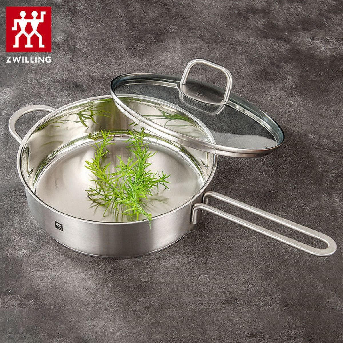 PFANNENSET – Twin Nova 6-teilig, Wok 30 cm, Schmorpfanne 24 cm mit Glasdeckel, Kochmesser 18 cm, Gemüsemesser 8 cm, Edelstahl, Induktion - Silberfarben, Metall - Zwilling