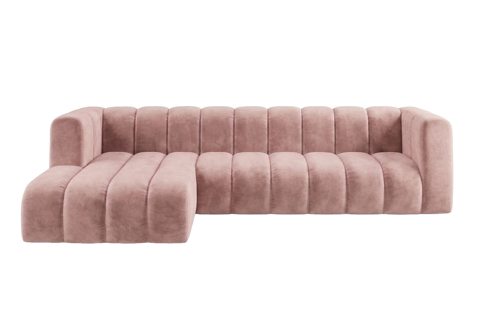 ECKSOFA Modulares In L-Form, Velvet-Stoff Riviera, Hellrosa, Links, GRAND 318 cm - Hellrosa, Holz (318/179cm) - Kaiser Möbel