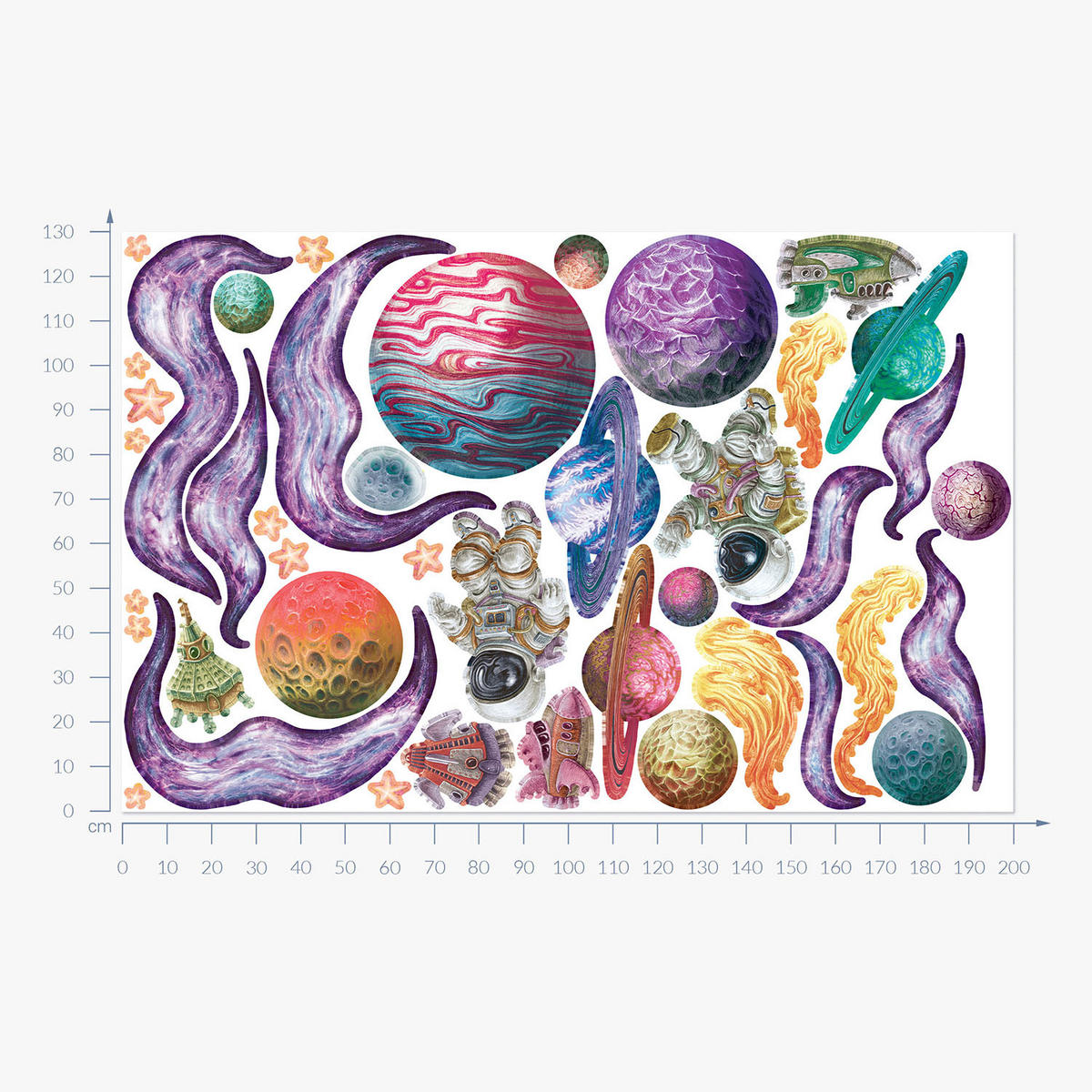 WANDAUFKLEBER 130x200cm - Weltraumträume - Multicolor, Kunststoff (130/200/0.1cm) - Wallfluent