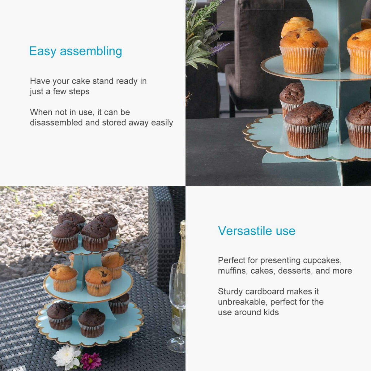 TORTENSTÄNDER aus Karton - Blau, Kunststoff (30/33/30cm) - Intirilife