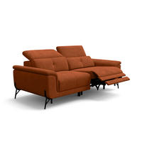 SOFA RELAX AVENA 3-Sitzer, dunkeloranger Veloursstoff - Dunkelorange/Schwarz, Holz/Textil (204/80/108cm) - Wozimo