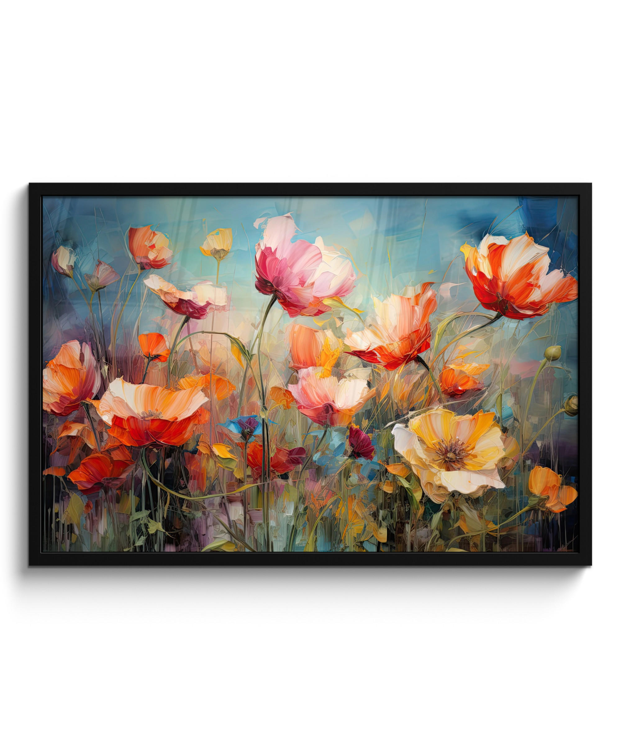 ZARÁMOVANÝ PLAGÁT Kvety - Akvarel - Umenie - Botanické - Príroda 90x60 cm - oranžová, papier (90/60cm) - MuchoWow