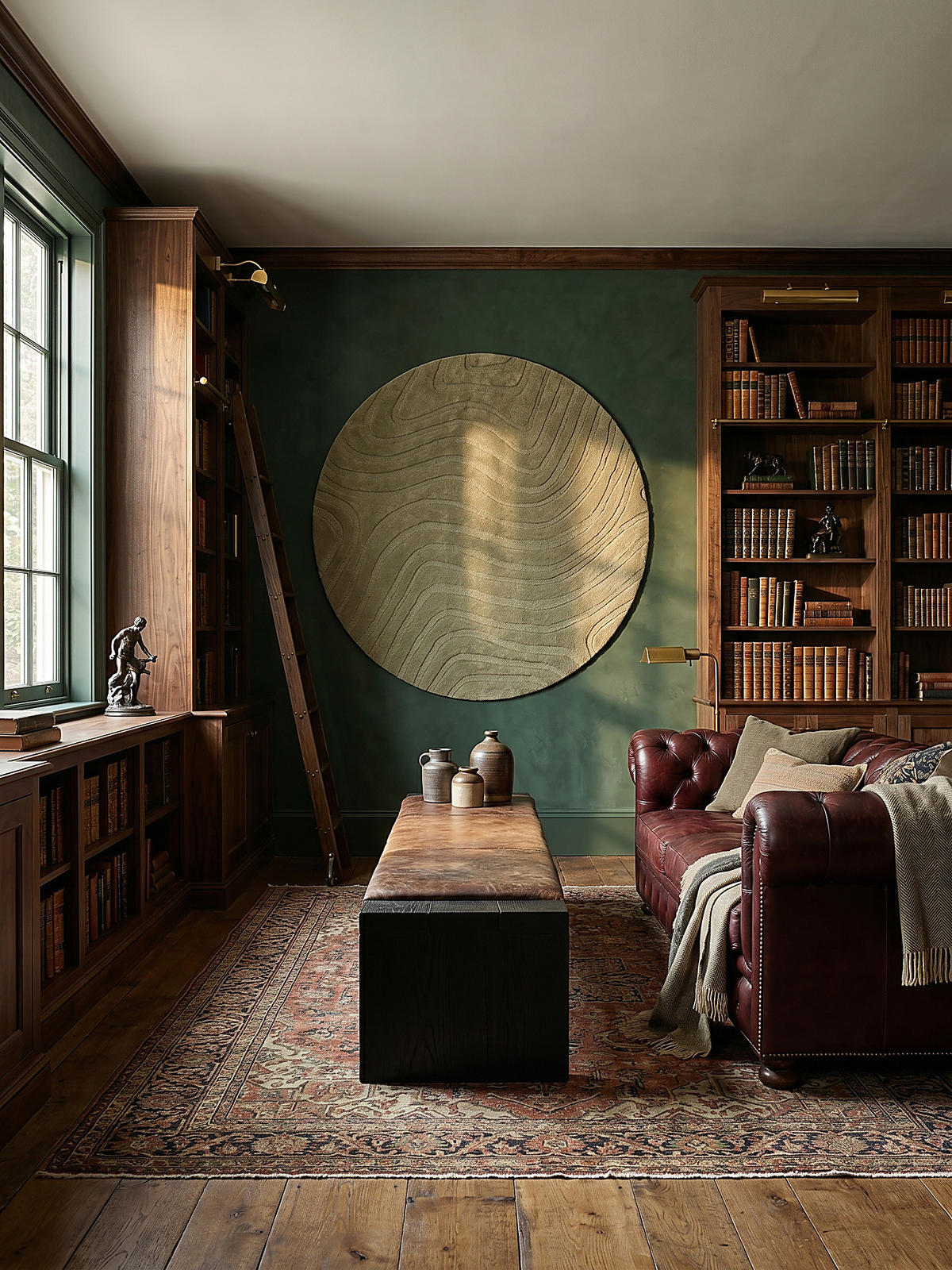 WOLLTEPPICH LEVEN, abstrakt, Olivegrün, Ø 160 cm - Grün, Textil (160/160cm) - KADIMA DESIGN