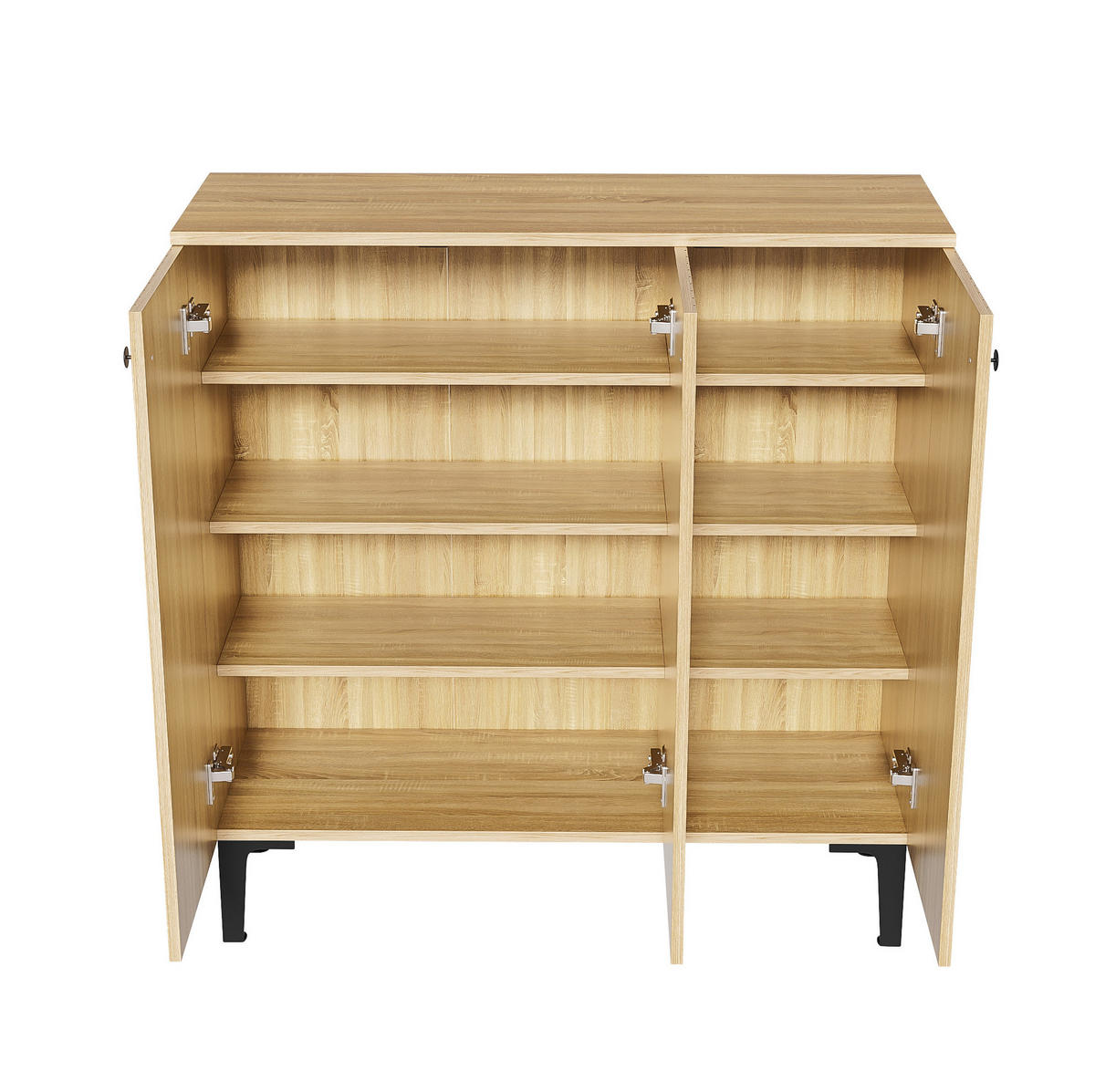SCHUHSCHRANK 90/32/94 cm in Holzoptik mit 3 Türen und schwarzem Fußgestell - Naturfarben, Holzwerkstoff (90/94/32cm) - BEAOK