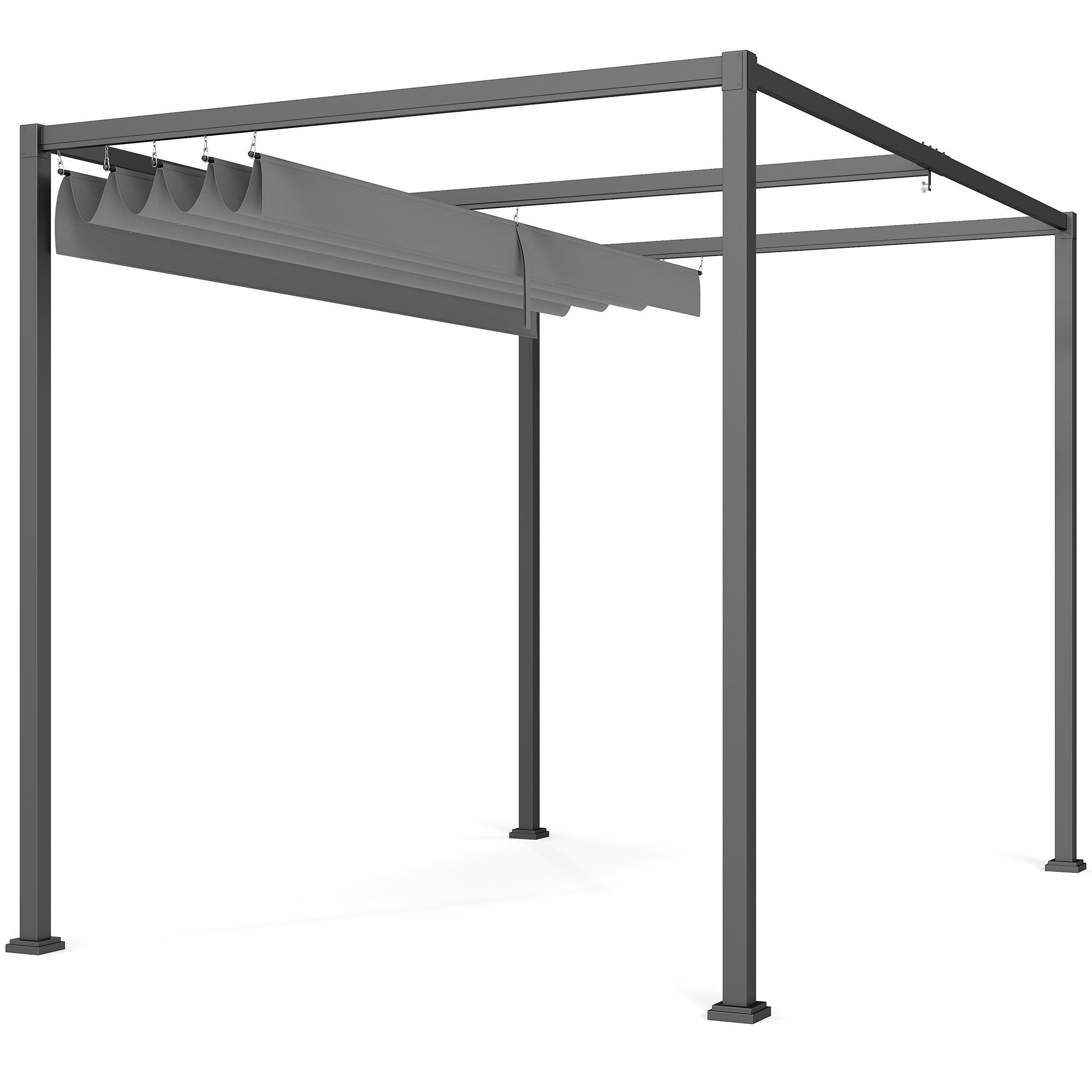 PERGOLA ca. 3 x 2 m als freistehender Gartenpavillon mit verstellbarem Dach und UV-Schutz, Terrassenüberdachung aus Metall, Grau - Grau, Metall (298/221/213cm)