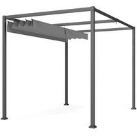 PERGOLA ca. 3 x 2 m als freistehender Gartenpavillon mit verstellbarem Dach und UV-Schutz, Terrassenüberdachung aus Metall, Grau - Grau, Metall (298/221/213cm)