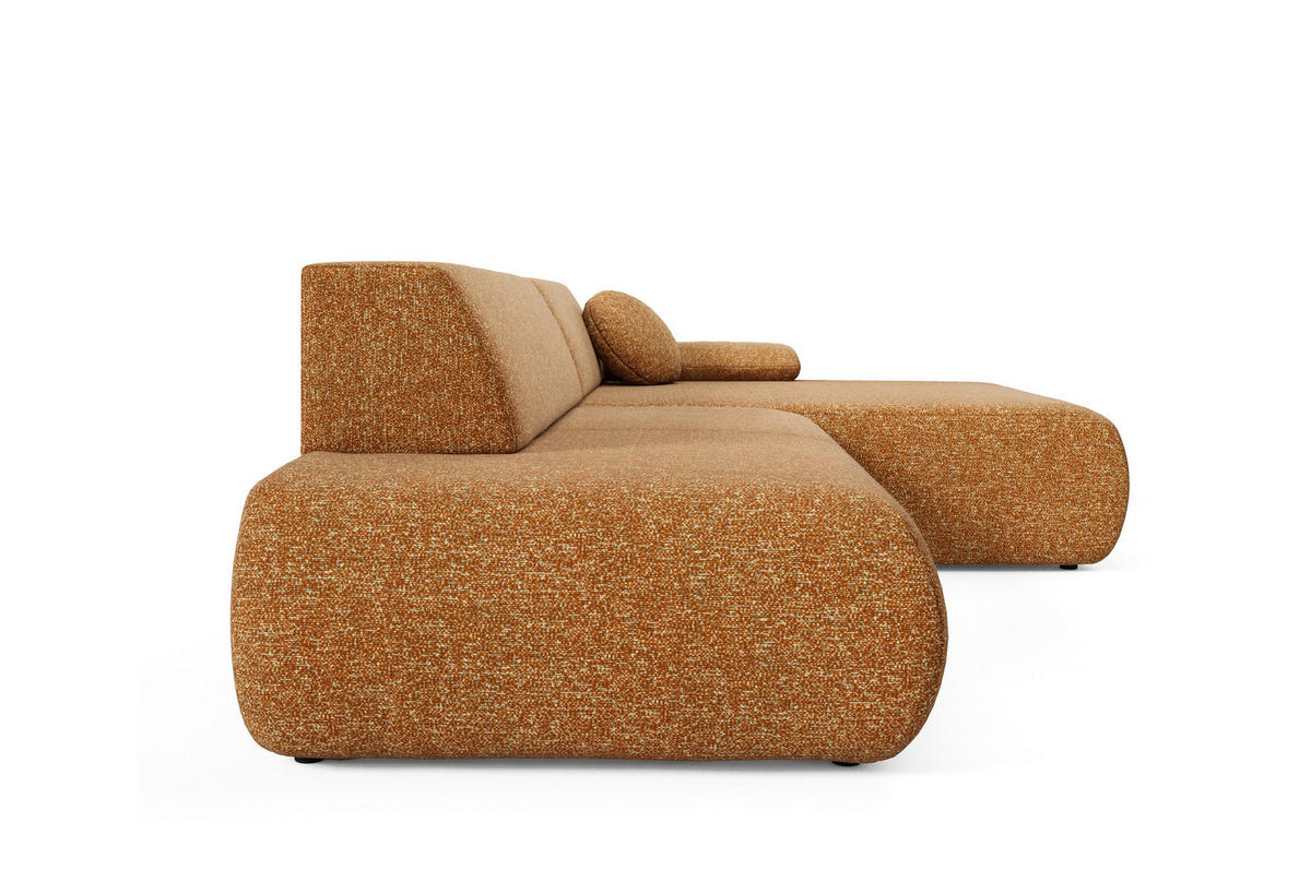 ECKSOFA DELTA R-S Braun Geflochtener Stoff mit Schlaffunktion - Braun, Holz (286/173.5cm) - MASSENO