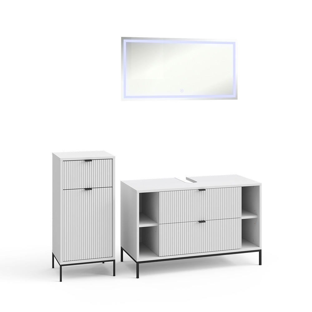 BADMÖBEL-SET Eliza Weiß 3 Teile - Weiß, Holzwerkstoff (100/63/45.1cm) - Vicco