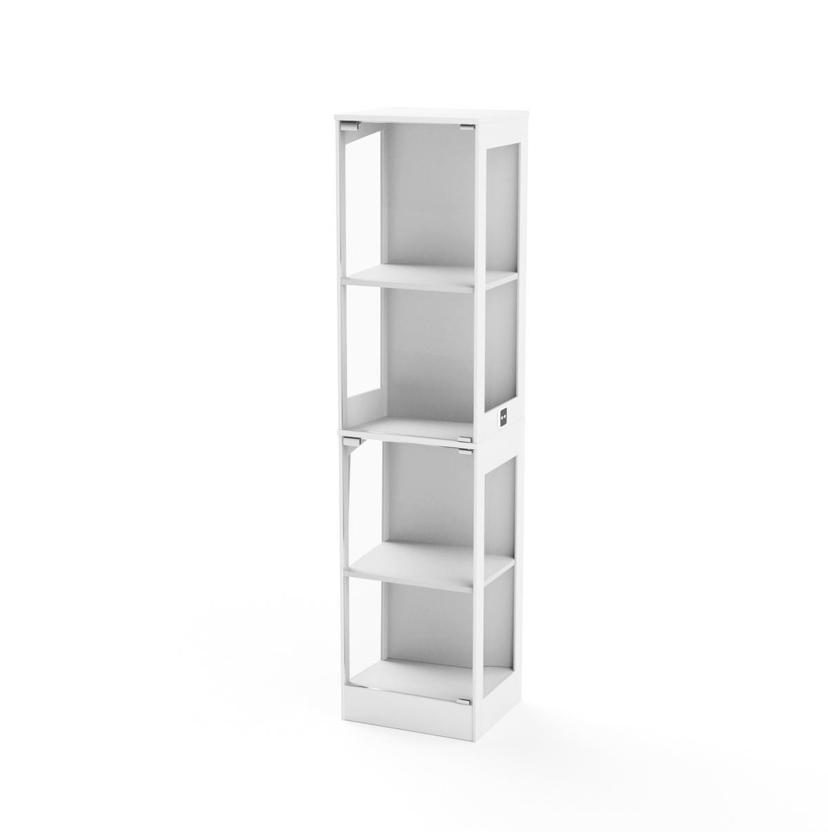 VITRINE 40/35/165 cm mit LED-Beleuchtung, Glastüren und Bewegungssensor, Weiß - Weiß, Holzwerkstoff (40/165/35cm) - Redom