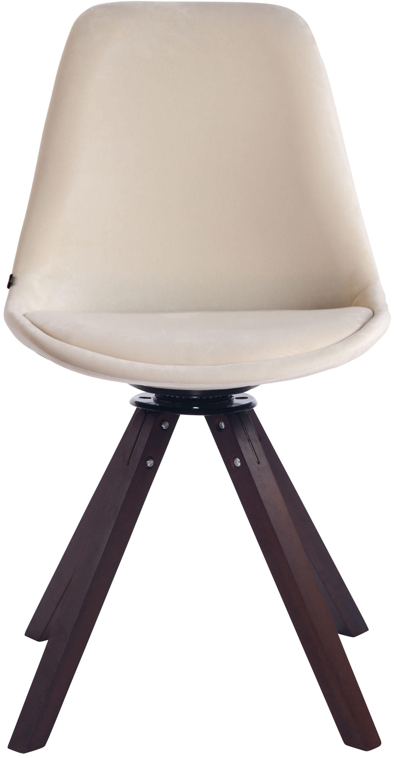 ESSZIMMERSTUHL Troll Samt, Gestell Buchenholz Square Walnuss Creme - Walnussfarben/Naturfarben, Holz/Buchenholz (48/84/56cm) - TPFLiving