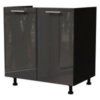 SPÜLENUNTERSCHRANK Essen D8Z/80 Graphit Hochglanz / Schwarz Matt 80 / 50 / 82cm - Schwarz/Graphitfarben, Holz/Holzwerkstoff (80/82/50cm) - Feldmann-Wohnen