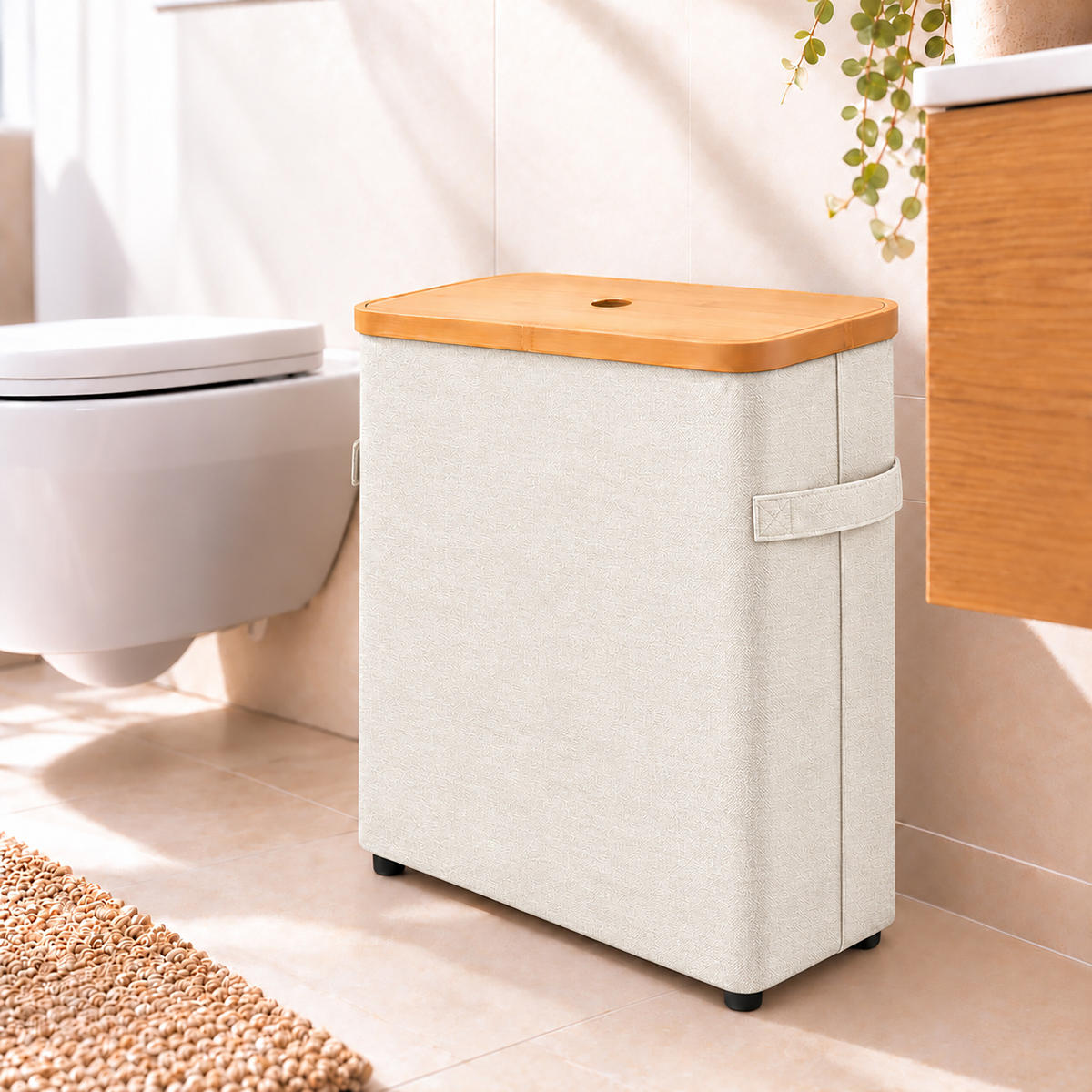 TOILETTENPAPIERBOX Beige Bambus 24 Rollen - Beige, Holz/Kunststoff (45/72/30cm) - Relaxdays