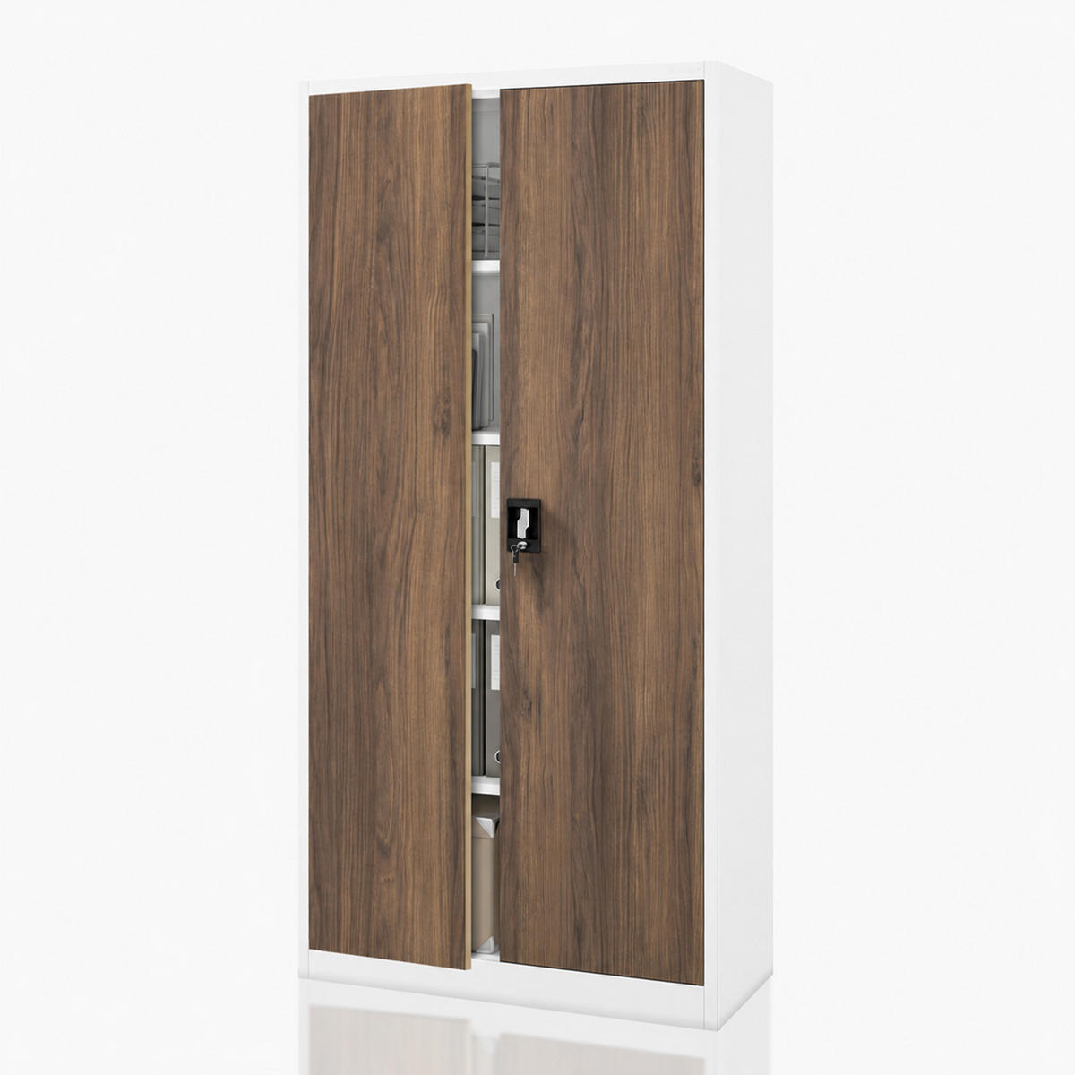 BÜROAKTENSCHRANK JAN 185 x 90 x 40 cm - Nussbaumfarben/Weiß, Metall (90/185/40cm) - Jan Nowak