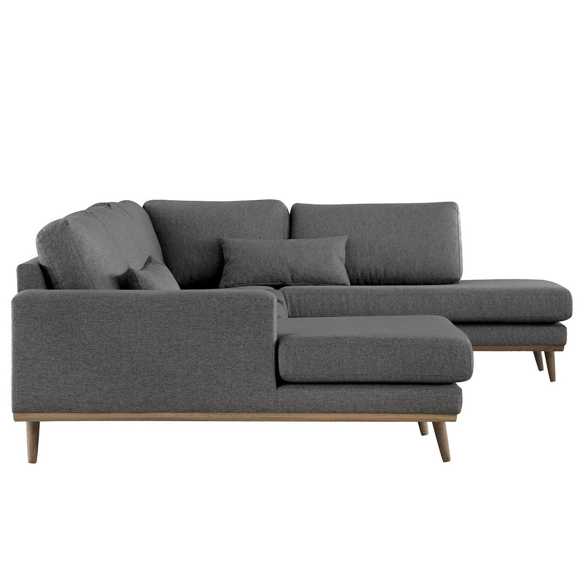 WOHNLANDSCHAFT mit Longchair - Eichefarben/Dunkelgrau, Eichenholz/Holz (371/81/219cm) - home24