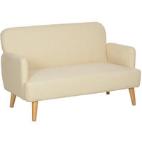 SOFA 2-Sitzer Samt 130 x 74 x 79 cm Cream White - Weiß, Holzwerkstoff (130/79/74cm) - Meubliv