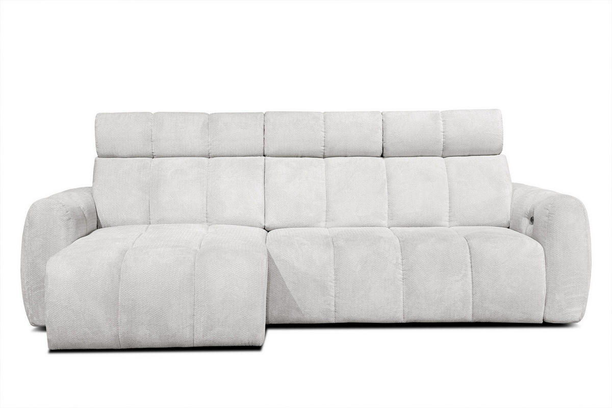 ECKSOFA KIMI 3-Sitzer, ausziehbarer Sitz, verstellbare Kopfstützen, creme - Creme/Schwarz, Holzwerkstoff/Textil (270/160cm) - Courtois Laville