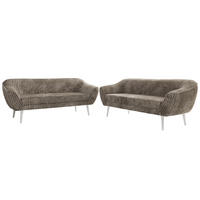 SEDACIA ZOSTAVA 3+3 PIRS - Svetlohnedá Manšester - Biele nohy - svetlohnedá/biela, kompozitné drevo/textil (180/75/74cm) - MKS