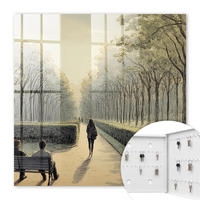 SCHLÜSSELBOX Weiß 30x30 cm – Türöffnung nach rechts - Ein Spaziergang im Park - Grün, Metall (30/30/5cm) - TULUP