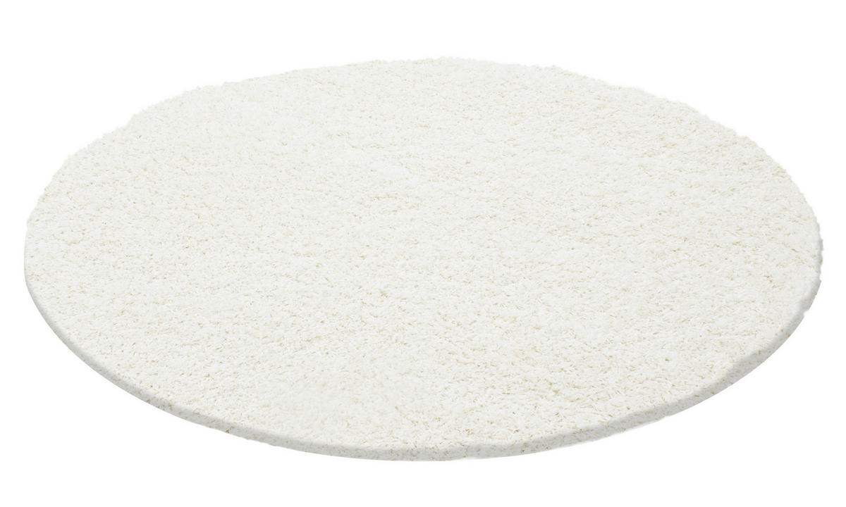 TEPPICH Hochflor Unifarben Polypropylen Wohnzimmer Shaggy Creme Rund 120x120 - Creme, Textil (120/120cm) - KADIMA DESIGN