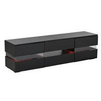 LOWBOARD DE-40484 2 Acryl-Glastüren mit LED und Hochglanz Schwarz - Schwarz, Holzwerkstoff (160/45/39cm) - ComfortXL