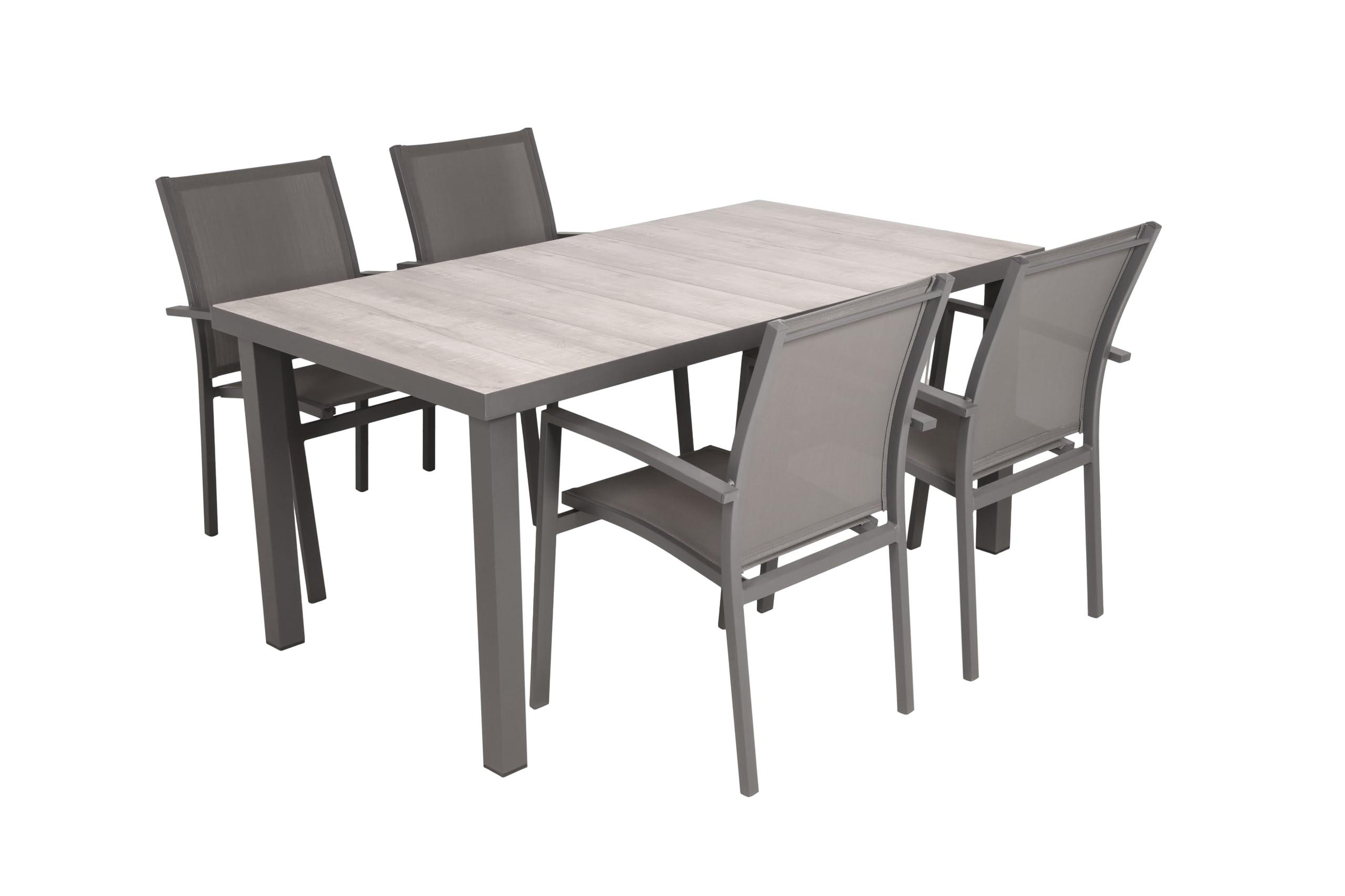 GARTEN-SITZGRUPPE Farid 5-teilig Gartenmöbel-Set - Grau, Kunststoff - DELUKE