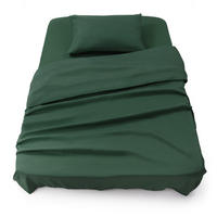 BETTLAKEN 3er Set - Spannbettlaken 90x190x30cm 1X Kissenbezug 50x80cm - Dunkelgrün - Dunkelgrün, Textil (90/190cm)