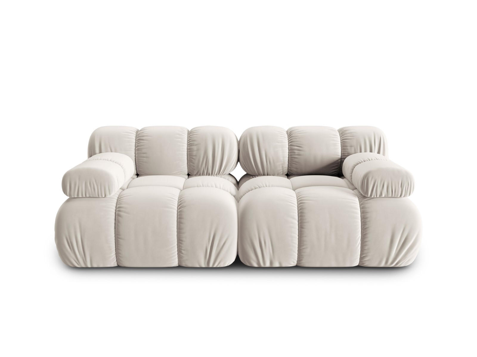 MODULARES-SOFA Bellis aus Samt leichtes beige 2 Sitzplätze - Creme, Textil (94/63/188cm) - Micadoni