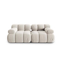 MODULARES-SOFA Bellis aus Samt leichtes beige 2 Sitzplätze - Creme, Textil (94/63/188cm) - Micadoni