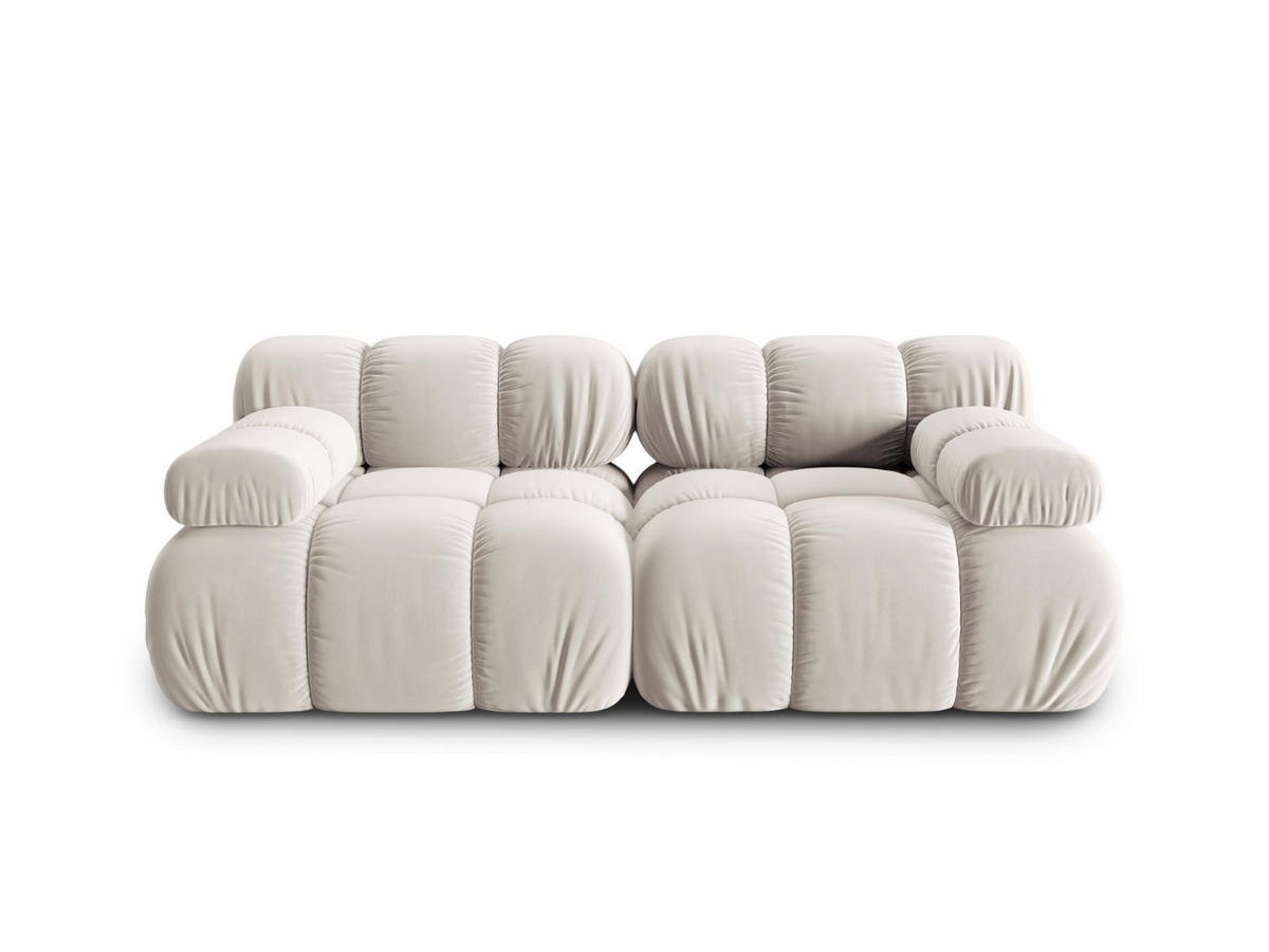 MODULARES-SOFA Bellis aus Samt leichtes beige 2 Sitzplätze - Creme, Textil (94/63/188cm) - Micadoni