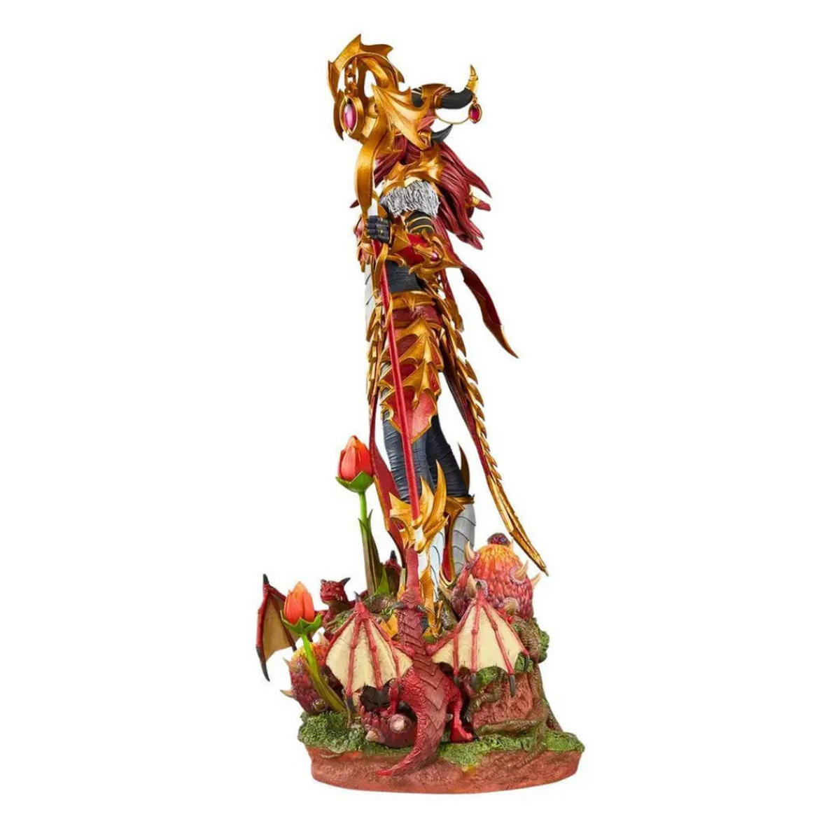 SAMMLERSTATUE Alexstrasza 52 cm Handbemalt Fantasy Figur Rot Gold - Rot/Goldfarben, Kunststoff (28/52/16cm) - JUNG