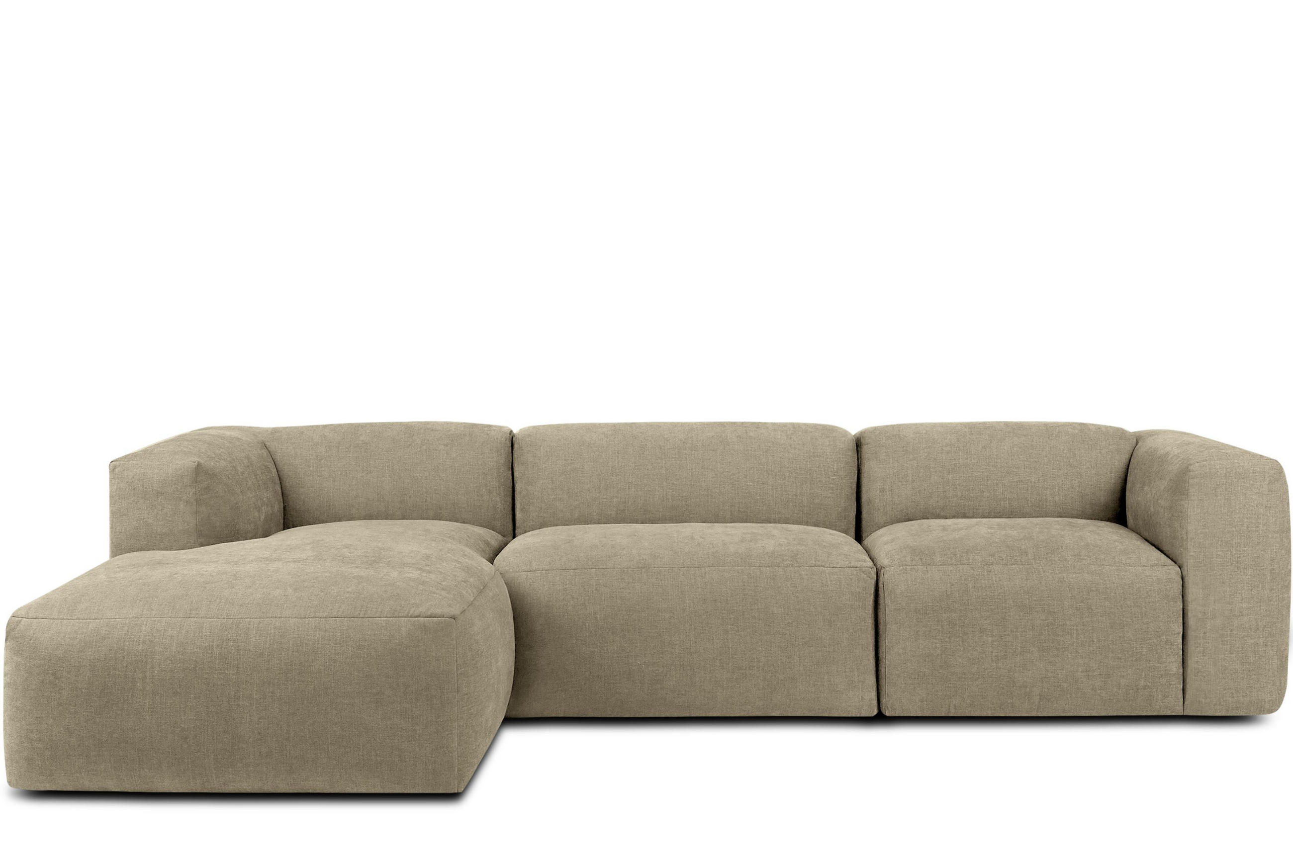 ECKMODULSOFA-LINKS BUFFO mit extrem weicher und bequemer Sitzfläche, Gewebestoff, sandfarben - Sandfarben, Textil (297/180cm) - KONSIMO®