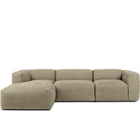 ECKMODULSOFA-LINKS BUFFO mit extrem weicher und bequemer Sitzfläche, Gewebestoff, sandfarben - Sandfarben, Textil (297/180cm) - KONSIMO®