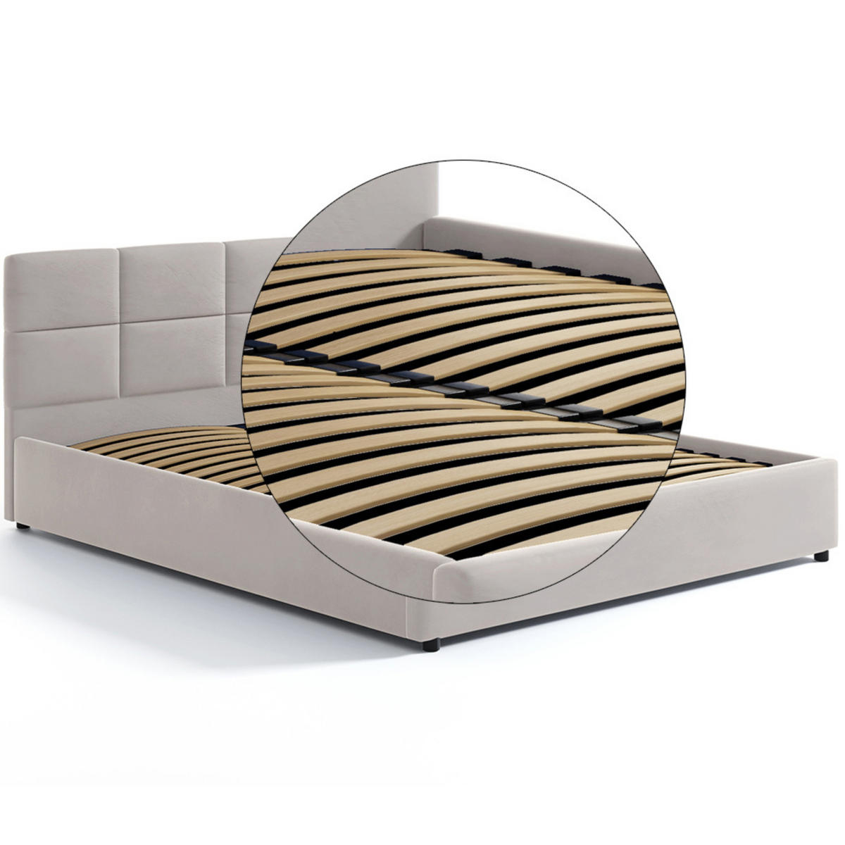 POLSTERBETT 140x200 cm in Samt beige - Beige, Textil (140/200cm) - Home Collective