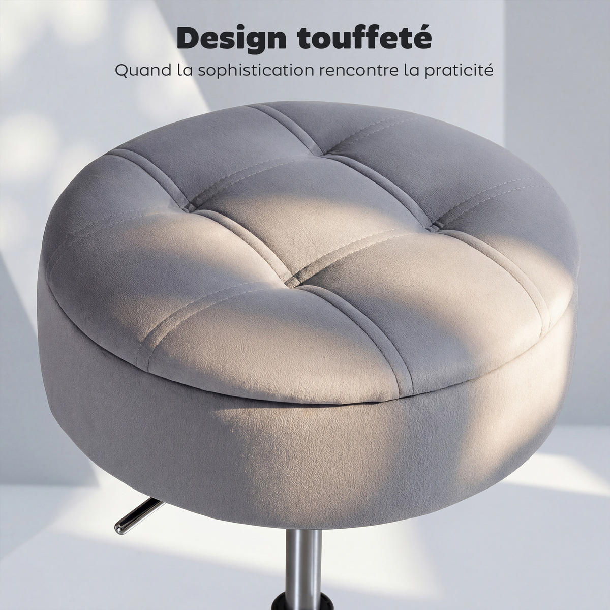 BARHOCKER DE-14802 höhenverstellbar mit Stauraum & 360° drehbar Grau - Grau, Metall (39/65/39cm) - ComfortXL