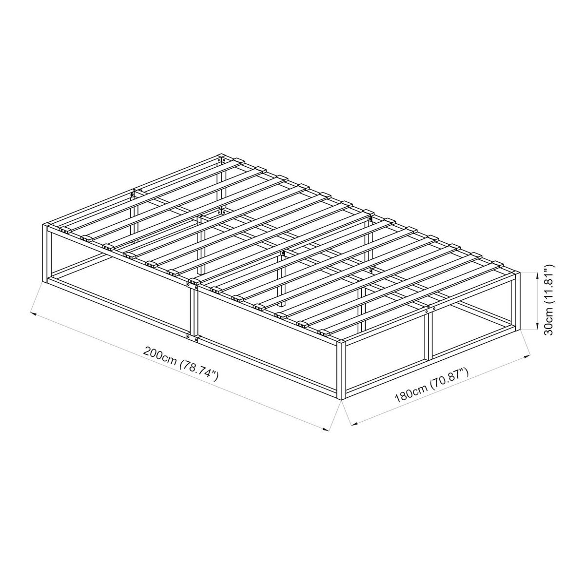 METALLBETT Kreta mit Matratze - Schwarz, Textil/Metall (180/200cm) - [en.casa]