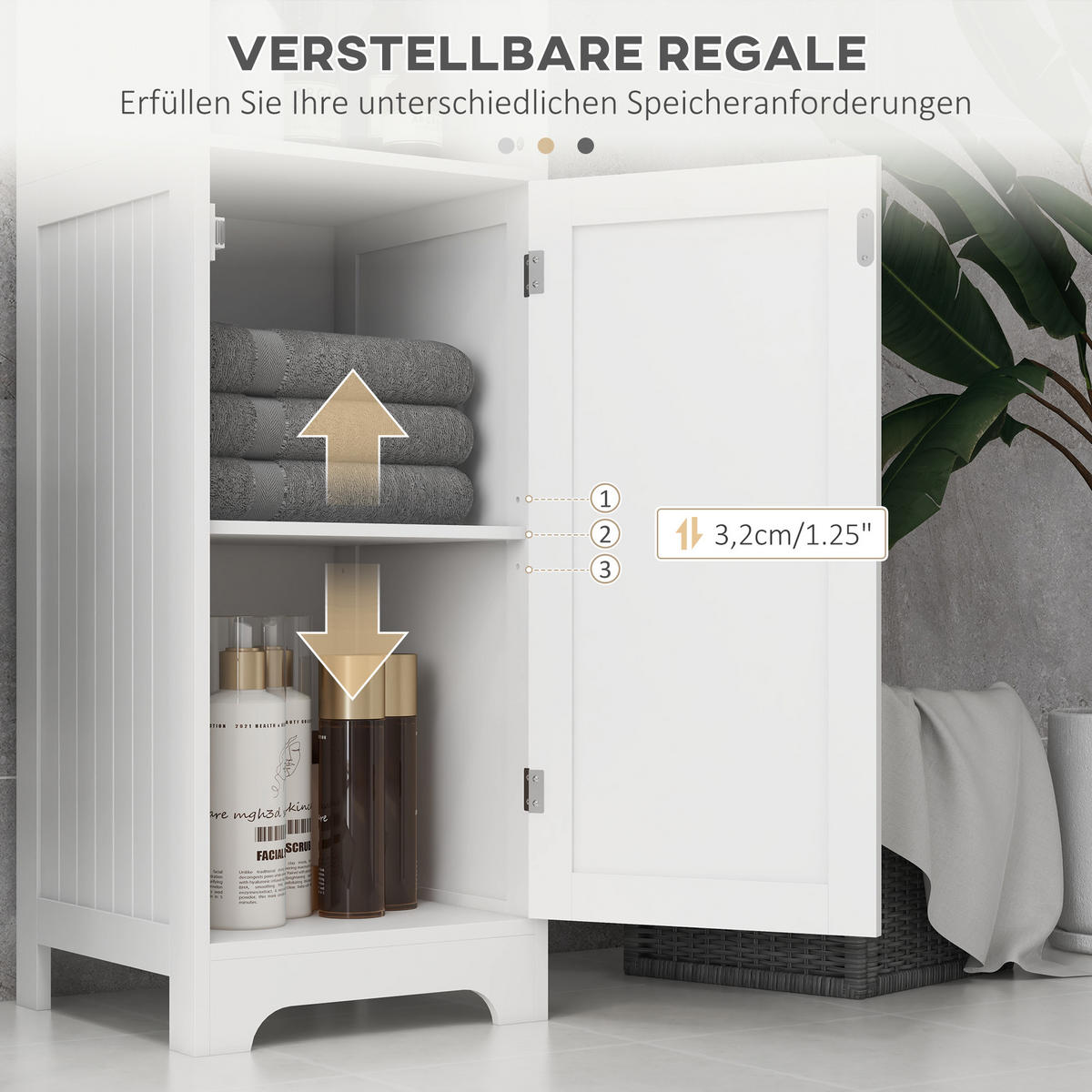 BADEZIMMERSCHRANK, MDF, Weiß, 40 x 38 x 160 cm - Weiß, Metall (38/160/40cm) - HOMCOM