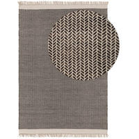 WOLLTEPPICH Kim Schwarz/Weiß 120x170 cm - Schwarz, Textil (120/170cm) - benuta Pure